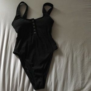 Aerie NWOT Black ribbed one piece swimsuit